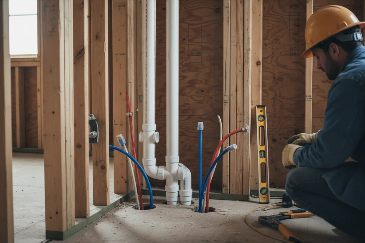 Drain and supply rough-in during Leak Detection in Allentown