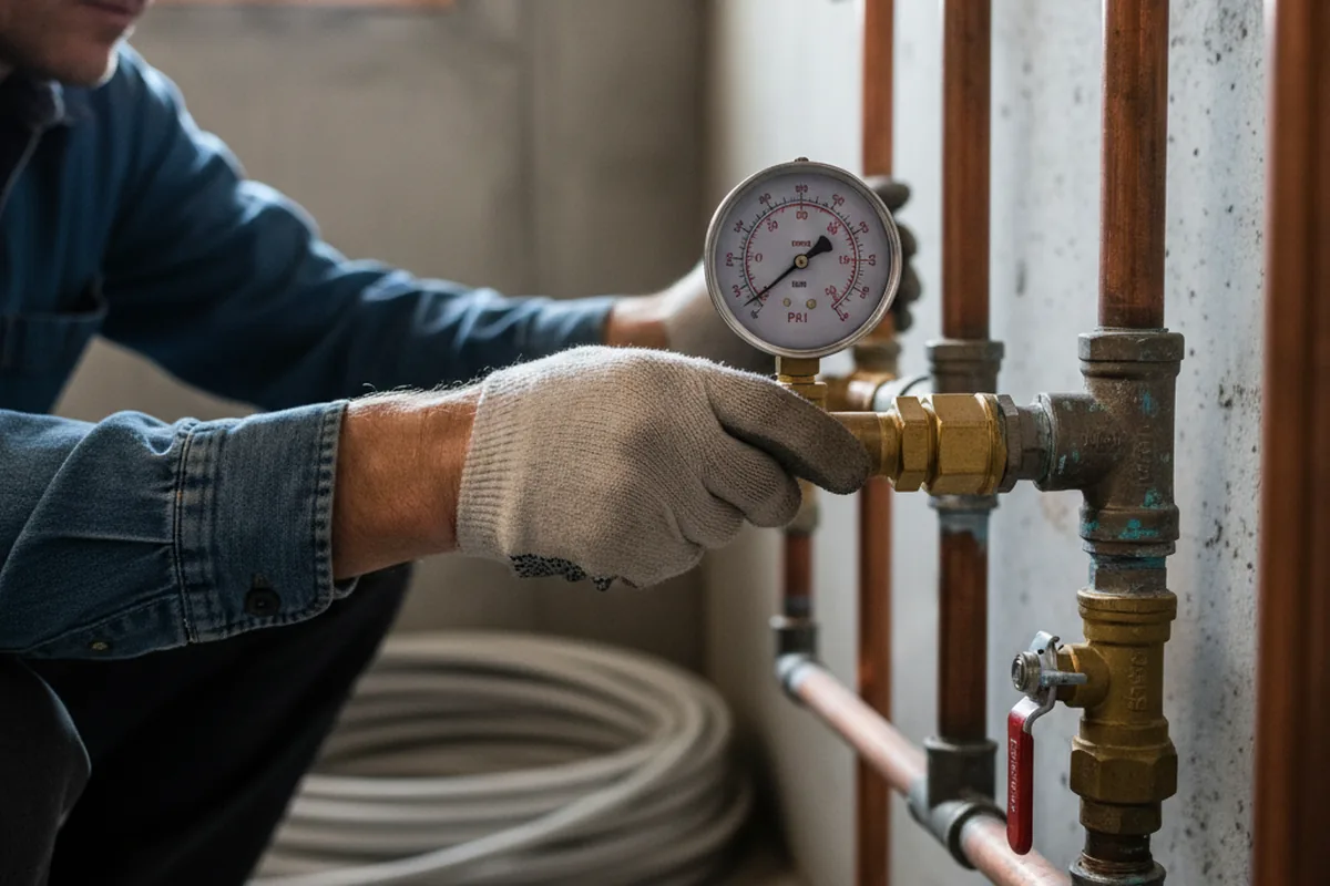 Pressure testing a repaired line during Water Line Repair in Allentown